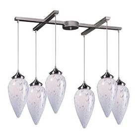 Lacrima - 6 Light Kitchen Island Pendant Track Lighting Fixture - Brushed Nickel - White -... by Elk