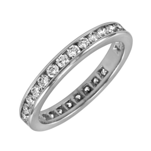 14k White Gold Channel-Set Diamond Eternity Band (1 cttw, H-I Color, SI2 Clarity), Size 6.5