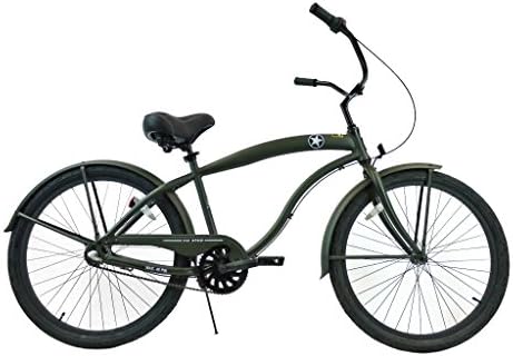 Dexter Men's 26" Wheels Shimano Nexus Internal 3-Speed Aluminum Beach Cruiser in Flat Army Green