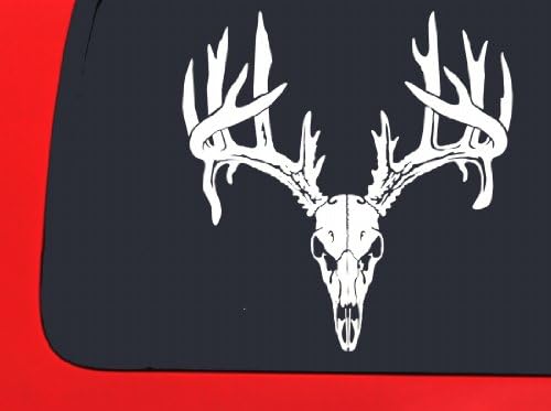 LVE Decals Full Whitetail with Antlers - White Hunting Window Decal Sticker