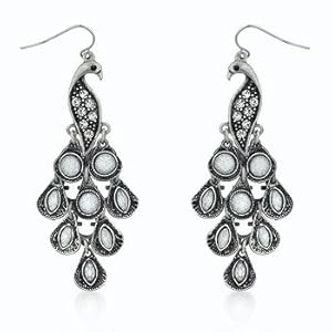 Antique Style Crystal Peacock Chandelier Earrings
