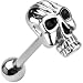 Stainless Steel Grimacing Skull Barbell Tongue Ring