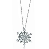 Sterling Silver Necklace Cubic Zirconia CZ Snowflake Pendant