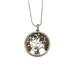 Gorgeous Tree Of Life Two Tone Pendant & Dainty Bead Necklace