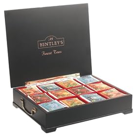 Bentley's Finest Elegant Wooden Tea Chest with 6 Gourmet Flavor Tea Bags, 1-Box and 120-Count Bags
