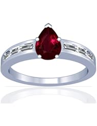 Platinum Pear Cut Ruby Ring With Sidestones