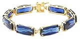 10k Yellow Gold Lab Created Blue Sapphire Bracelet, 7 1/4