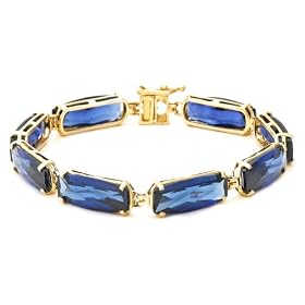 10k Yellow Gold Lab-Created Blue Sapphire Bracelet, 7 1 4 by Amazon.com Collection