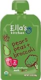 Ella's Kitchen Organic Stage 2, Pears Peas + Broccoli, 3.5 Ounce (Pack of 6)