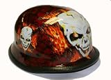Novelty Orange Skull Motorcycle German Helmet (Medium)