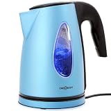 OneConcept SS17 Cordless Kettle (2200W, LED Effect & 1.7 Litre Capacity) - (Blue)
