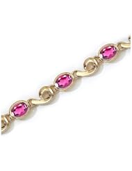 14K Yellow Gold Oval Pink Topaz Bracelet by Jewelry Mountain