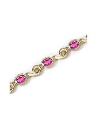14K Yellow Gold Oval Pink Topaz Bracelet