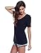 Alexander + David Women's Slub Cotton Modal Tops Burnout Loose V-Neck Boyfriend T-Shirt Stitch Back Casual Tee