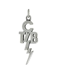 Sterling Silver Elviss Motto take Care of Business TCB Charm, 1 1/4 inch tall
