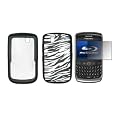 Zebra Stripes Design Silicone Gel Skin Cover Case + LCD Screen Protector for Blackberry Tour 9630 [Accessory Export Brand]