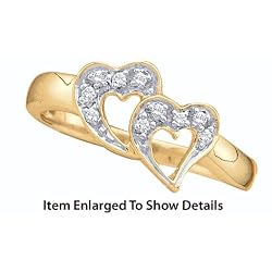 Beautiful Yellow Gold Diamond Hearts Promise Ring