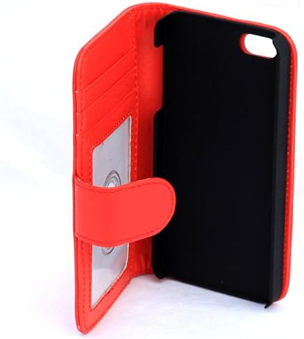 Bi-fold Iphone 5 & 5s Wallet Folding Flip Kickstand Case with Photo Frame in Solid Colors, Blue, Green, Red, Black, Pink, Light Pink, Purple, White, Maroon (Red)