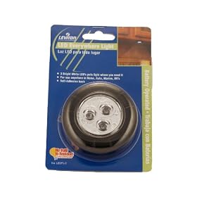 Leviton LEDPL-E Battery Operated LED push On Off Everywhere Light, Black by Leviton