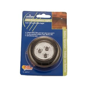 Leviton LEDPL-E Battery Operated LED push On Off Everywhere Light, Black by 