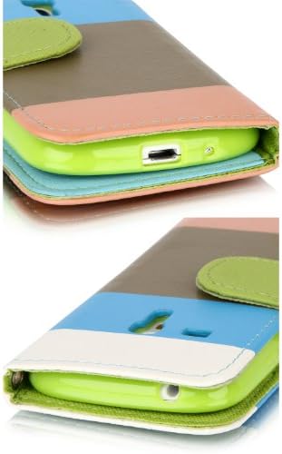 Galaxy S3 Mini Case, Galaxy S3 Mini Flip Case - E LV Galaxy S3 MINI Case Deluxe High Quality PU Leather Wallet Flip Case Cover for Samsung Galaxy S3 MINI i8190 (NOT FOR SAMSUNG S3) - White / Blue / Brown