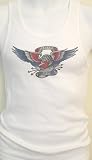 Rock Steady Tattoo Design Muscle Beater Shirt White, Tattoo American Eagle Design White Beater Shirt