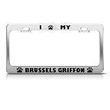 Brussels Griffon Dog Dogs Chrome License Plate Frame Stainless Metal Tag Holder