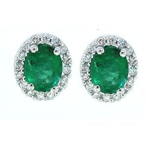 Buy 0.85 ct Emerald and Diamond Earrings in 14Kt White Gold by Mytreasurez