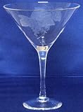 Individually Hand Etched Grapes Martini Glass 8 1/4"H Set / 4