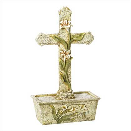 Cross and Lily Water Fountain