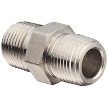 Brennan Stainless Steel Pipe Fitting, Hex Nipple, NPT Male