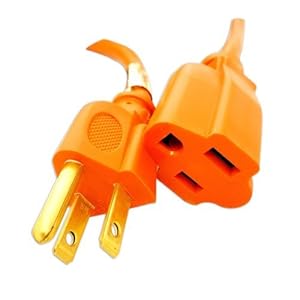 16 AWG Power Cord Extension - 3 Prong - Indoor/outdoor Heavy Duty Orange - 25 Feet