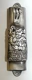 Pewter Mezuzah City of Jerusalem made with Swarovski Crystal
