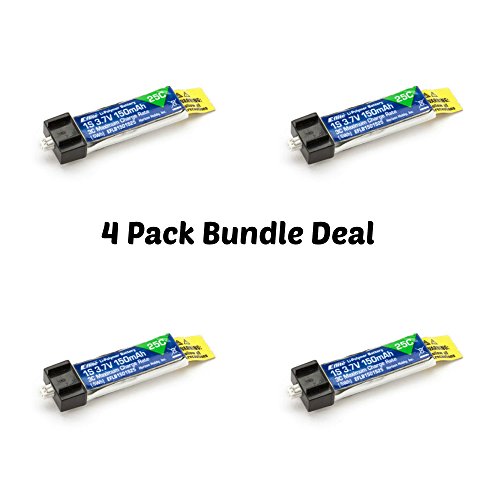 4-Pack of E-flite 3.7 volt 150mAh 25C Lipos for Blade mCX mCX2 mSR mSR X Nano QX Nano CPX UMX AS3Xtra
