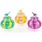 Pack of 6 Striped Glass Easter Candy Jars with Decorative Butterfly Lids 8 by CC Home Furnishings