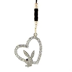 Licensed Playboy Cellphone Charm with Pink and Red Baton Holding Playboy Text in Red with a Heart and Bunny