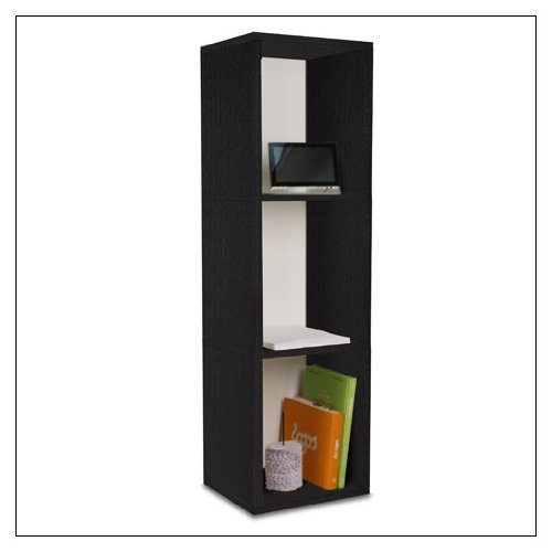 Way Basics zBoard Eco Storage Cube Plus 3-Shelf Storage Unit, Black Wood Grain