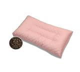 Buckwheat Health Pillow W/double Zipper Cotton Cover Size: 25x14 (Pink)