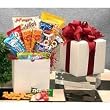 LARGE SNACK CARE(with wicker basket not a box) WITH RIBBON IN BASKET .Birthday GET WELL STUDENT GIFT BASKET