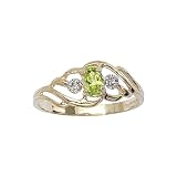 10K Yellow/White Gold 0.01 ct. Diamond and 5 x 3 MM Oval Shaped Peridot Ring