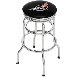 Corvette-C5-Emblem-Double-Ring-and-Chrome-Seat-Ring-with-Swivel-Barstool