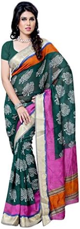 Diva Fashion Women's Surat Art Silk Printed Saree Free Size Black