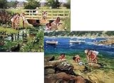 Falcon Deluxe Puzzle - Fishing in River/Catch of the Day (2x500 piece puzzles)