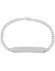 14k White Gold, Curb Link Kids Children ID Bracelet 6mm Wide