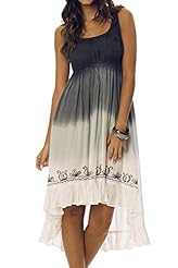 Rayon Sleeveless Empire   Waistline High-Low-Hem  Floral Print  Dress With Ruffles