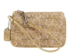 Coach Lurex Signature Wristlet Wallet Case Bag 40995 Gold