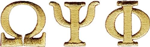 Omega Psi Phi Small 3-Letter Iron-On Patch Set [1" ea. - Gold]