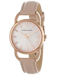Anne Klein Womens AK/1206RGLP Rose Gold-Tone Open Bangle Pink Leather Strap Watch