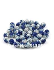 Sports: K-DESIGN 30Pcs/Lot 10mm Dark BlueWhite Gradient Clay With Rhinestone Shamballa Crystal Beads/Fit Diy Braid Charm Bracelet / - K-DESIGN
