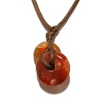 Carnelian Necklace 16 Stone Orange Donut Crystal Healing Knotted Brown Cotton Cord 19